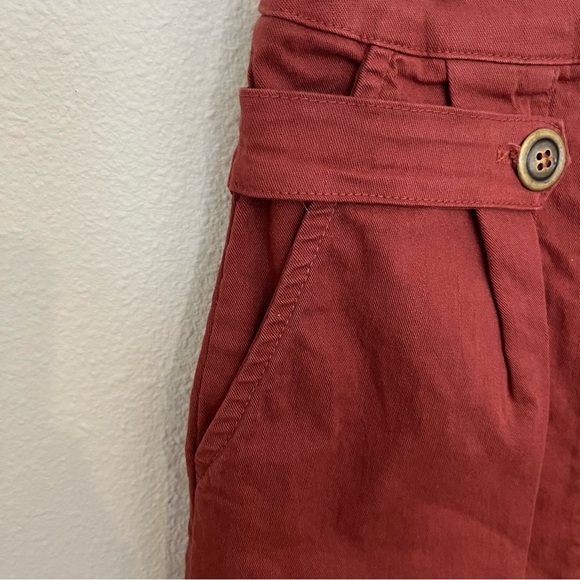 Anthropologie rust red skirt with gold accent buttons and pockets - Picture 4 of 4
